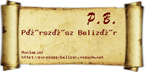 Pórszász Belizár névjegykártya